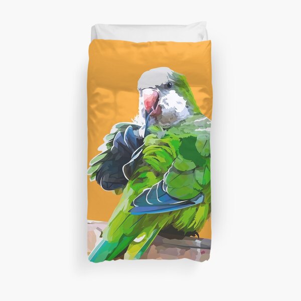 Green little parrot Duvet Cover