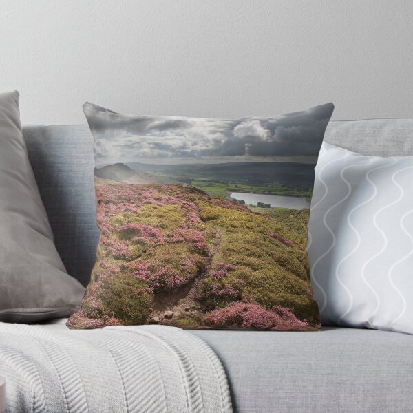 Embsay Crag & Reservoir From Embsay Moor Throw Pillow