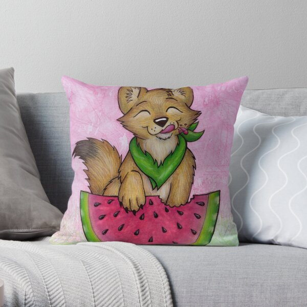 Melon Coyote - A Summertime Treat! Throw Pillow
