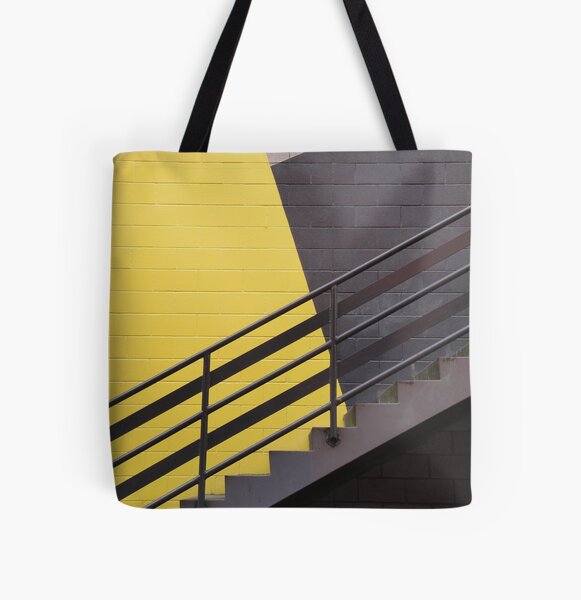 Yellow And Grey Stairs All Over Print Tote Bag