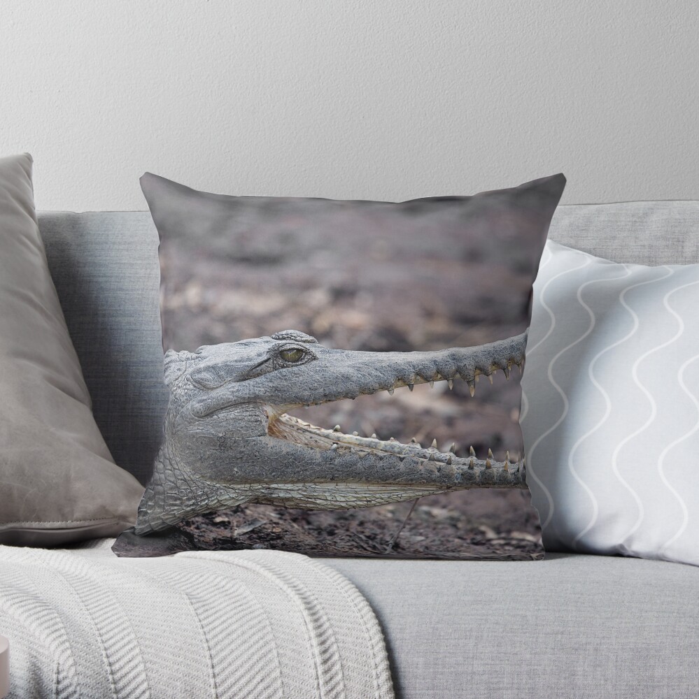Johnstone River Crocodile Throw Pillow