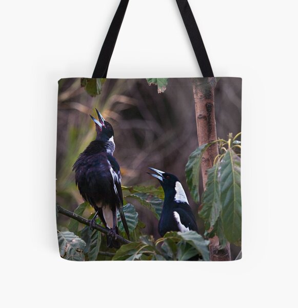 Australian magpies singing All Over Print Tote Bag