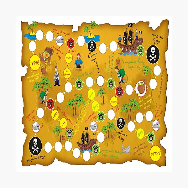 Board game pirates map "Treasure Island" - Настольная игра карта пиратов "Остров сокровищ" Photographic Print
