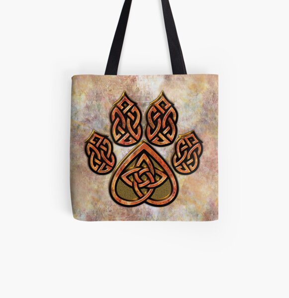 Celtic Knot Pawprint - Prints and Cards All Over Print Tote Bag