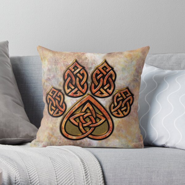 Celtic Knot Pawprint - Prints and Cards Throw Pillow