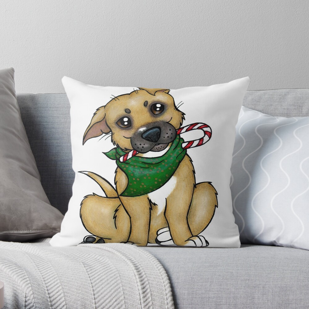 A Christmas Pittie (Pit Bull) Throw Pillow