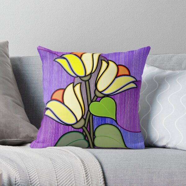 Digital painting of two flowers Throw Pillow