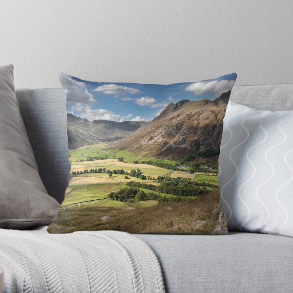 Mickleden & Langdale Fell From Side Pike Throw Pillow