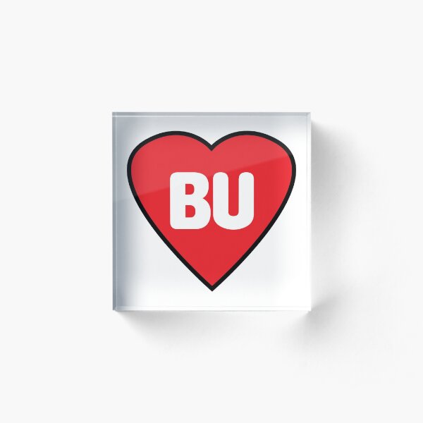 Boston University BU Heart Sticker Acrylic Block