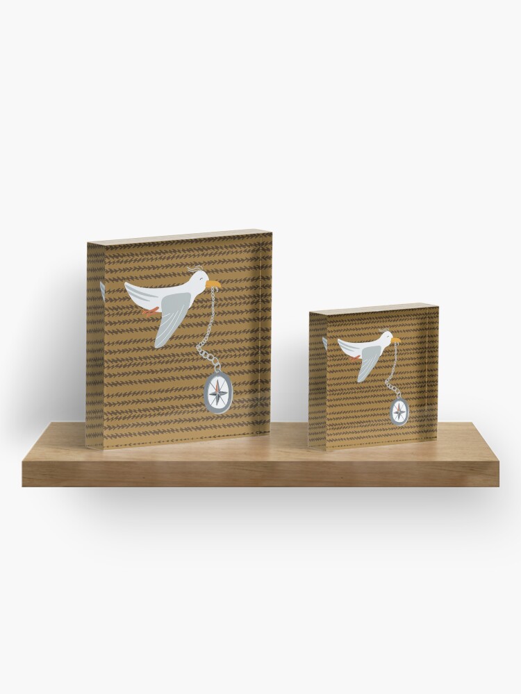 Alternate view of Funny seagull fleeing with compass in beak Acrylic Block