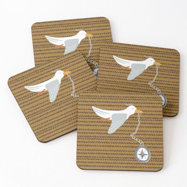 Item preview, Funny seagull fleeing with compass in beak designed and sold by Marlene Wagenhofer.