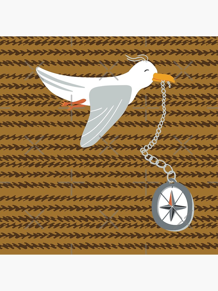 Funny seagull fleeing with compass in beak by nobelbunt