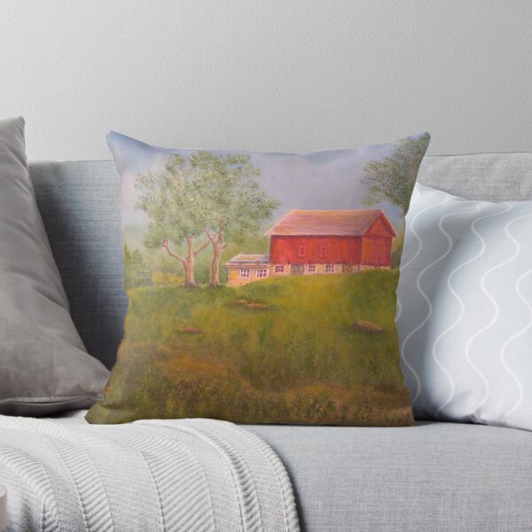 New England Red Barn Throw Pillow