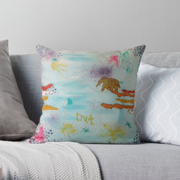 "Trust" mixed media artwork Throw Pillow