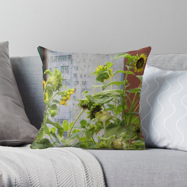 Urban Sunflowers Throw Pillow