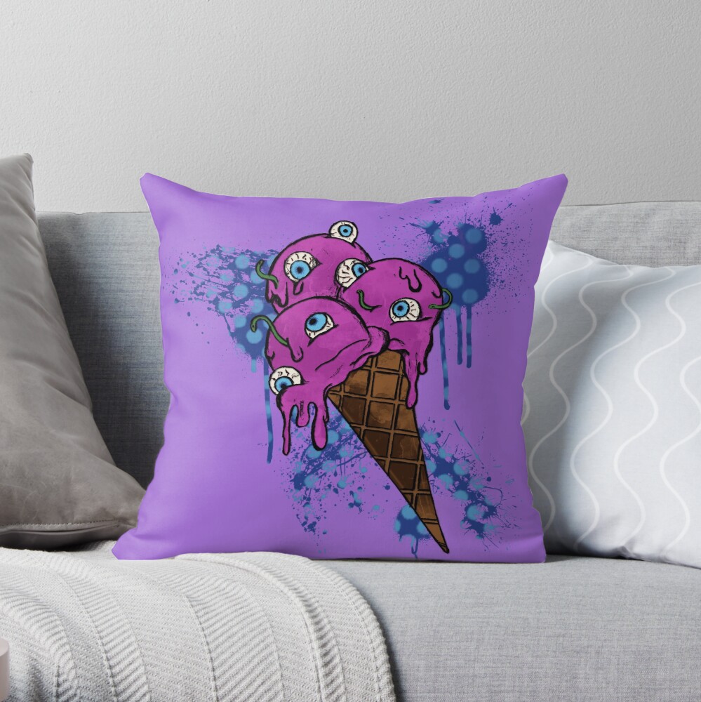 Eye Ball Ice Scream Throw Pillow