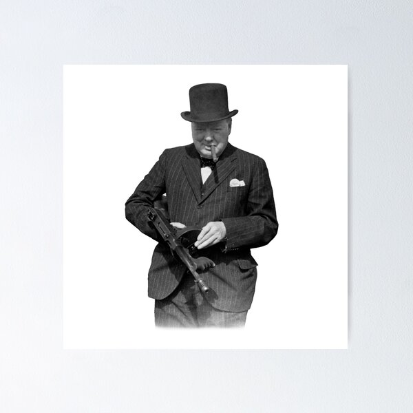 Item preview, Winston Churchill holding a "Tommy" Gun designed and sold by BERGULATOR.