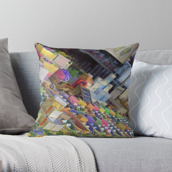 Soap stall Throw Pillow