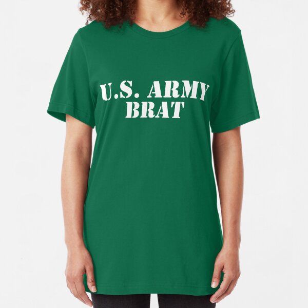 U.S. Army Brat - White Text Slim Fit T-Shirt