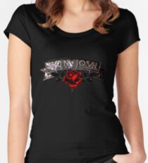 Rote Rose und Bon Jovi Tailliertes Rundhals-Shirt