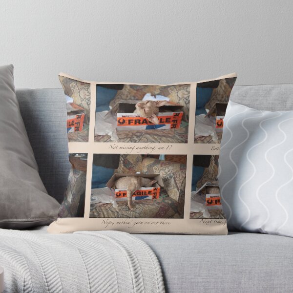 cat calendar #9 Yoda montage Throw Pillow