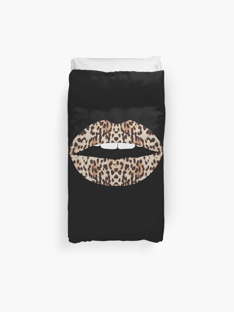 Cheetah Pattern Lips Leopard Fur Kiss Mouth Animal Print Duvet