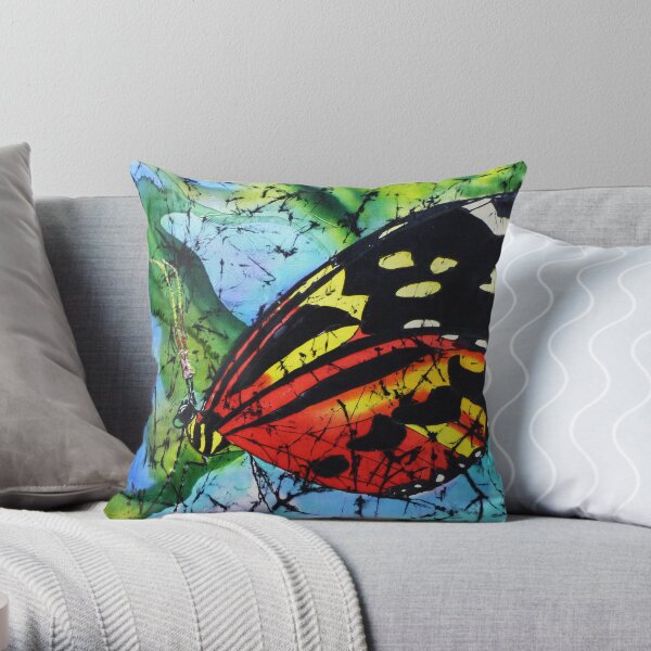 Butterfly on silk Throw Pillow