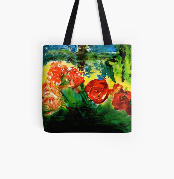 Flowers All Over Print Tote Bag