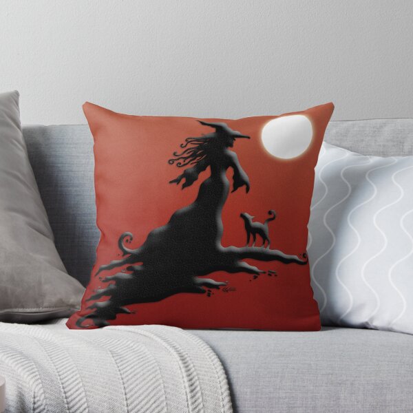 Witch's Silhouette - Prints and Cards Throw Pillow