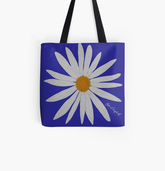 WHITE DAISY BLUE All Over Print Tote Bag