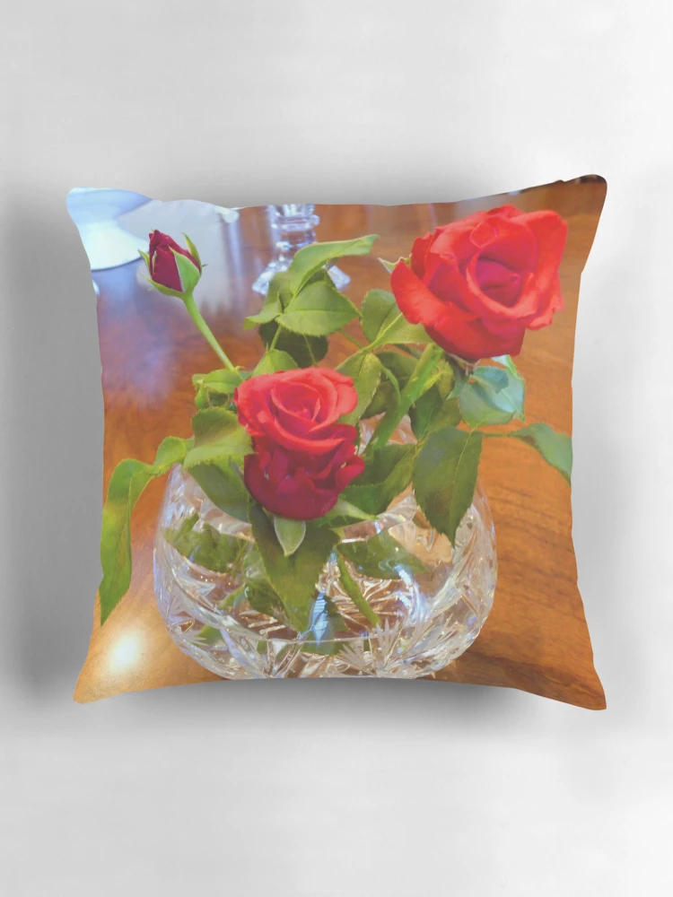 Thumbnail 3 of 4, Pillow, "Red Roses, Red Roses" designed and sold by franticflagwave.