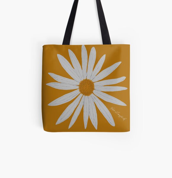 WHITE DAISY GOLD All Over Print Tote Bag