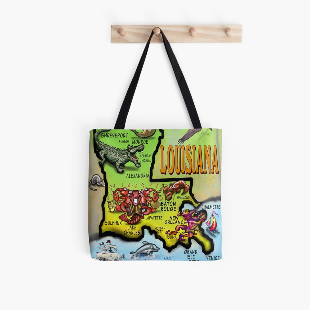 Louisiana Cartoon Map T-Shirt by Kevin Middleton - Fine Art America