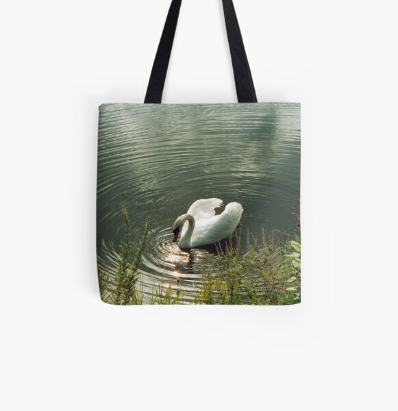 Swan In Sun's Reflection All Over Print Tote Bag