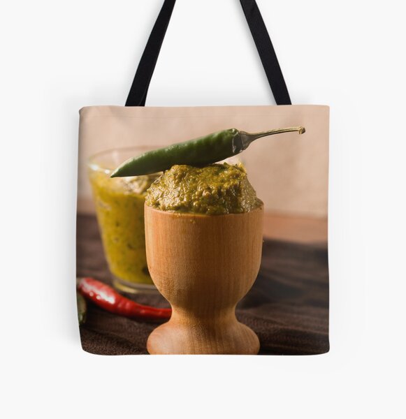 Green Curry and Chiles All Over Print Tote Bag