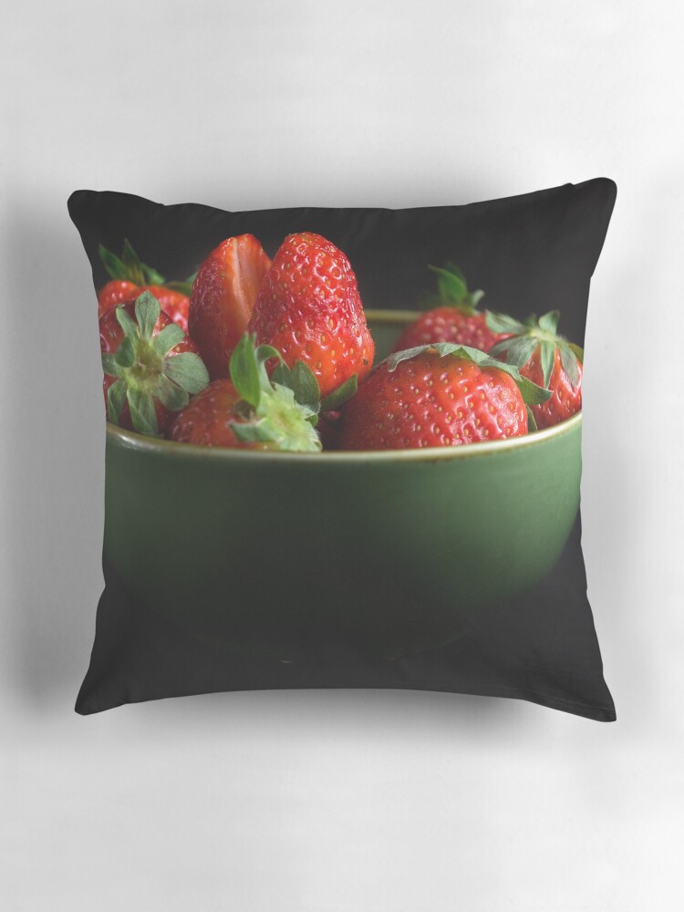 Thumbnail 3 of 4, Pillow, Strawberries Peering From Bowl designed and sold by SpicieFoodie.