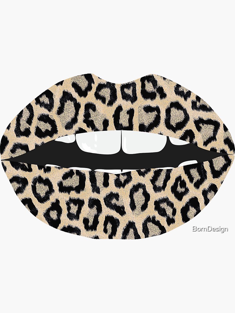 Cheetah Pattern Lips Leopard Fur Mouth Animal Print Sticker by