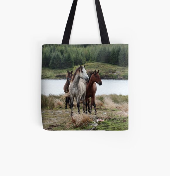 Connemara Ponies in the wild in Connemara, Ireland All Over Print Tote Bag