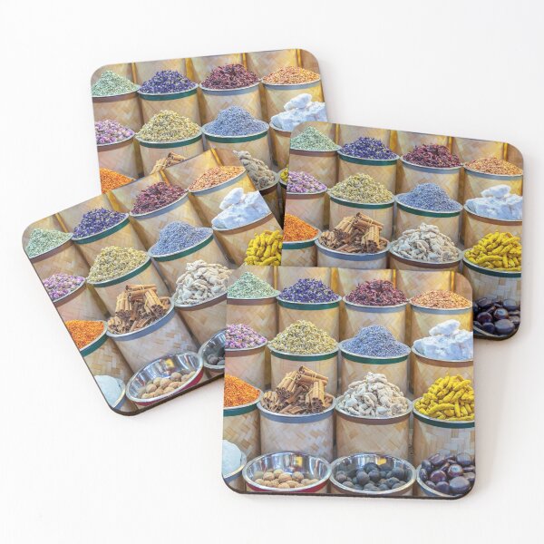 Item preview, Colorful piles of spices in Dubai  designed and sold by Delphimages Art.