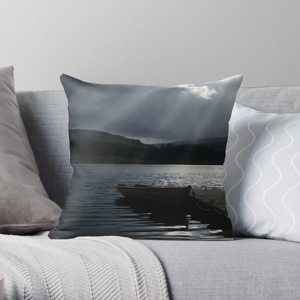 Trossachs Fishing Boat Throw Pillow