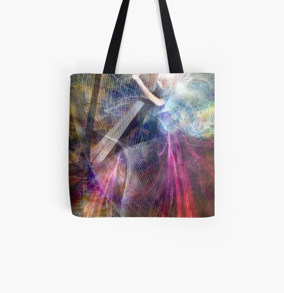 The Faery Harpist playing on the wind All Over Print Tote Bag