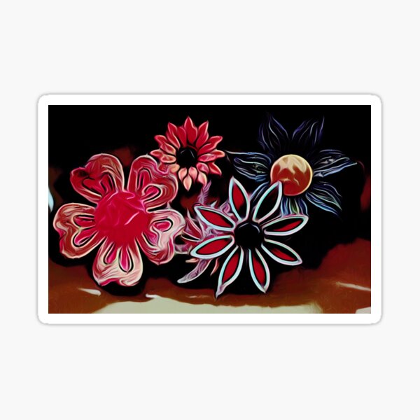 Vintage Floral Pink and Black Sticker
