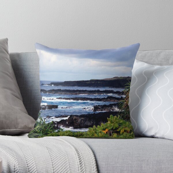 Sea side camping Throw Pillow