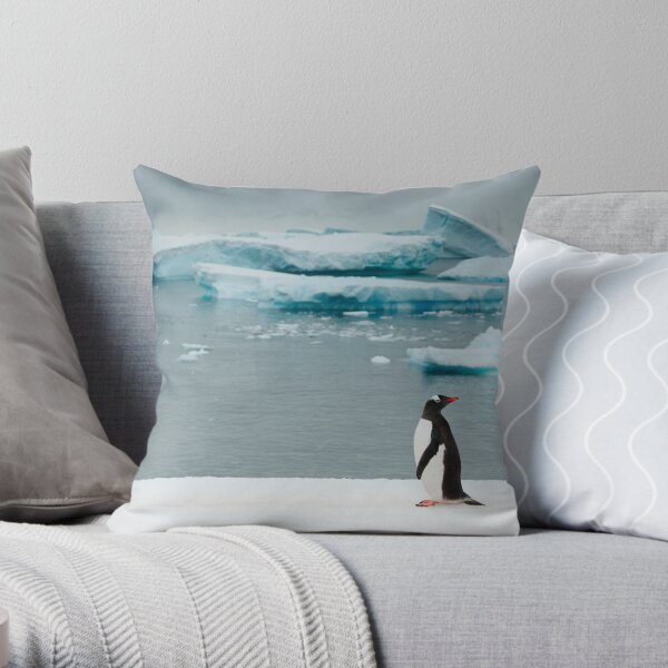 Gentoo on Ice Throw Pillow
