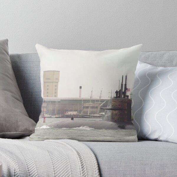 USSN Submarine leaving Portsmouth 2010 Throw Pillow