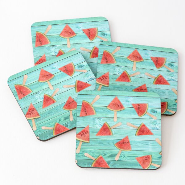 Item preview, Watermelon popsicles on blue designed and sold by Delphimages Art.