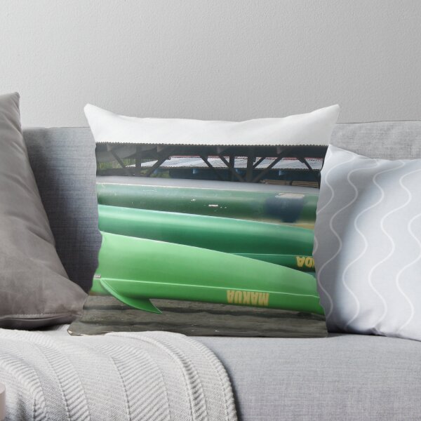 Green Canoes Throw Pillow