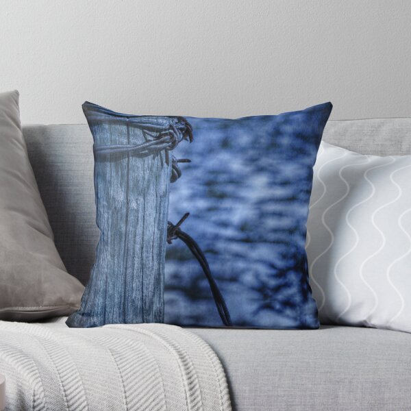 Barbed Wire in Blue Throw Pillow