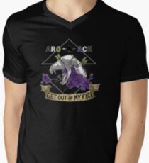 Aro + Ace - Raus aus meinem Gesicht T-Shirt mit V-Ausschnitt für Männer