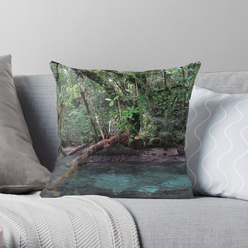 Jungle Shoreline III Throw Pillow